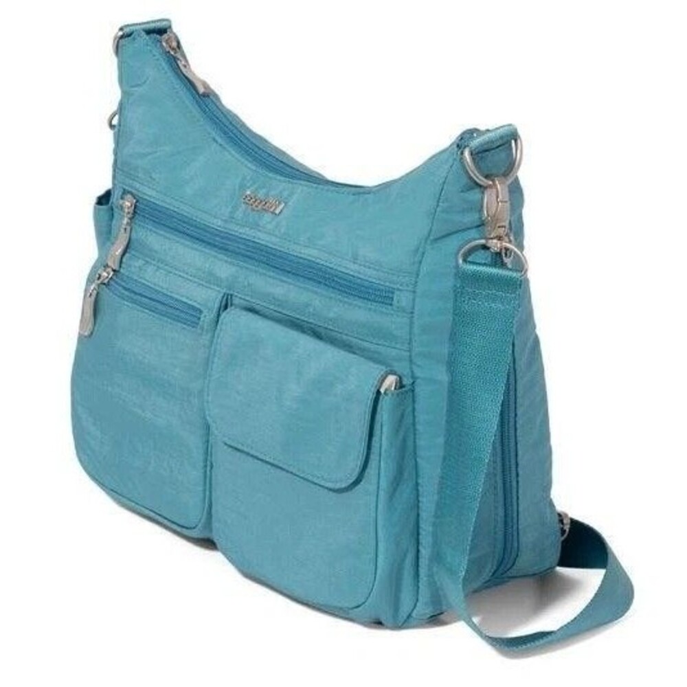 Baggallini Crossbody Bag Women's Medium Teal Green Nylon Travel Zip Pockets NWOT - Picture 3 of 7